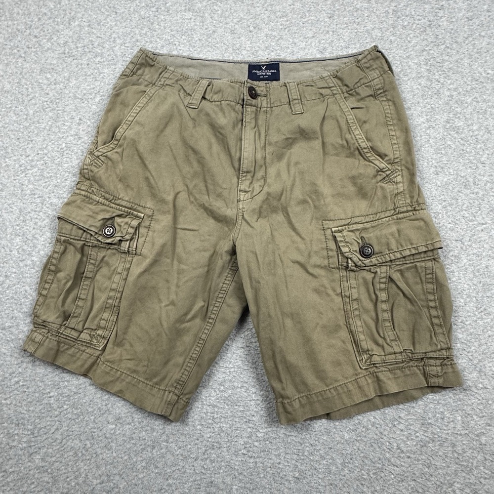 American Eagle Classic Cargo Shorts Mens 32 Beige Pockets Casual Grunge Outdoor